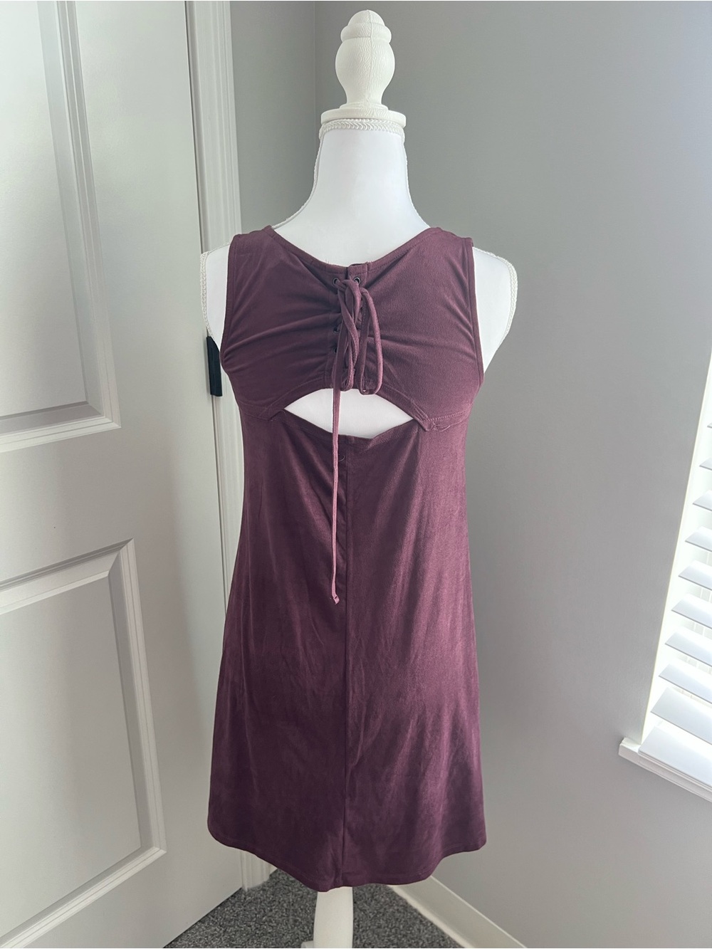 Sleeveless A-Line Tank Dress in Plum - Picture 2 of 3